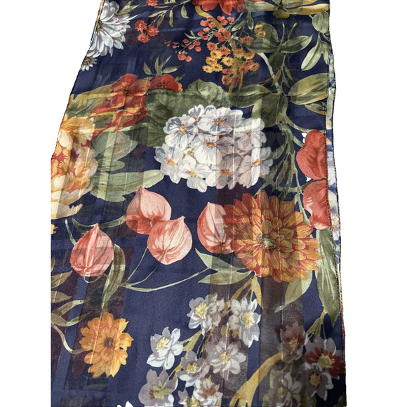 Women's 9X60" Sheer Scarf Floral Spring Autumn Fall Bloomcore Colorful BOHO - Picture 1 of 5